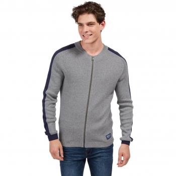 Tom Tailor Herren Bomber in gestrickter Denim-Optik, Streifen – S