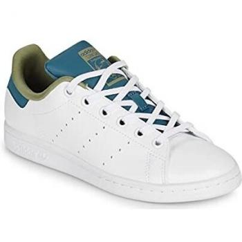 Stan Smith J adidas Baskets Blanc & Indigo (EU 36)