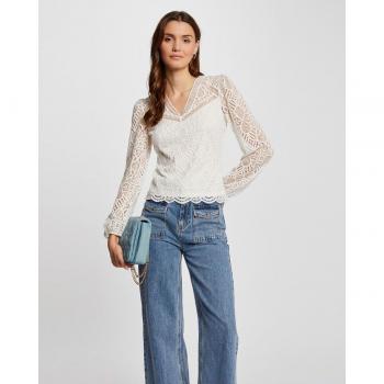 Morgan Écru Regular Fit Damenbluse 241-TOULI Größe L