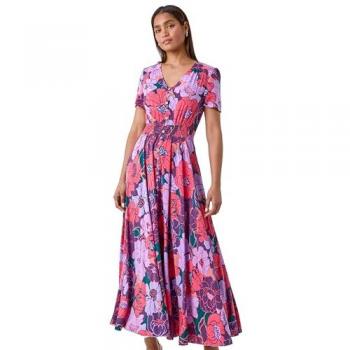 Roman Purple Floral Maxi Dress, 16 Size