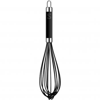 Glide‑Grip Stainless Steel Whisk – Dark Handle, Silver Body