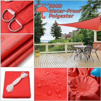 Sombra Vela Piscina Rojo Brillante 300D 160GSM Poliéster Oxford