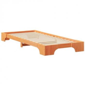 Floor Bed Frame in Brown Pine Wood with Storage – VidaXL