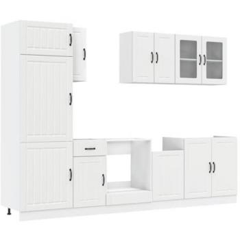 VidaXL Kalmar Kitchen Cabinet Set White Wood Composite