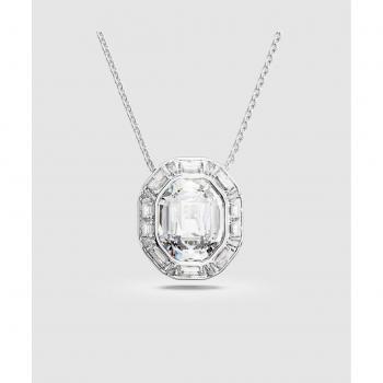 White Rhodium‑Coated Octagonal Swarovski Mesmera Pendant – Size L