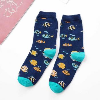 Casual Vintage Cotton Socks with Cartoon Animals for Women 102202