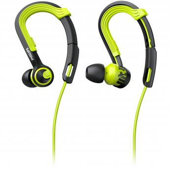 Philips SHQ3400CL/00 Sport ActionFit Kopfhörer – leichtgewichtige Ohrbügel‑Ausführung, Grün/Schwarz