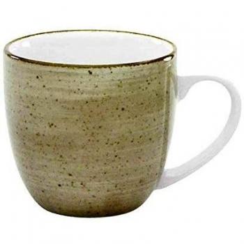 CreaTable Porzellan Kaffeebecher 300ml, Vintage Nature, gesprenkelt, handgefertigt