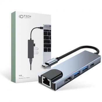 Hub Multiporta USB-C Tech-Protect V3 Grigio