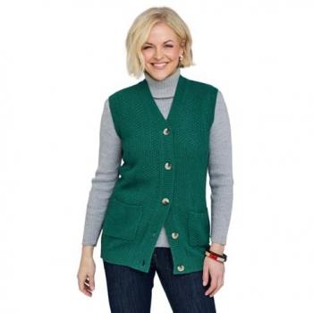 Sleek Two‑Pocket Knit Vest with Horn‑Button Detailing