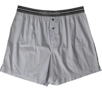 Gray Striped Cotton Blend Boxer Shorts for Men