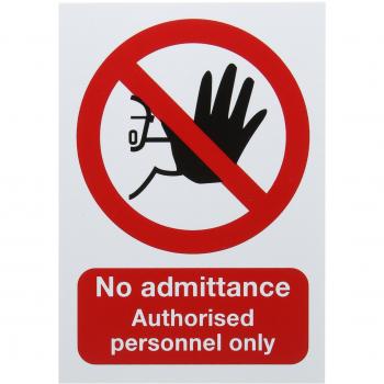 Safety Sign No Admittance Authorised Personnel Only A5 PVC ML01551R
