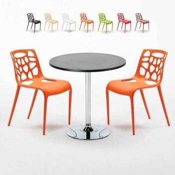 Set Mesa y Barra Negra con 2 Asientos Colores – Inspiración Naranja Cosmopolita