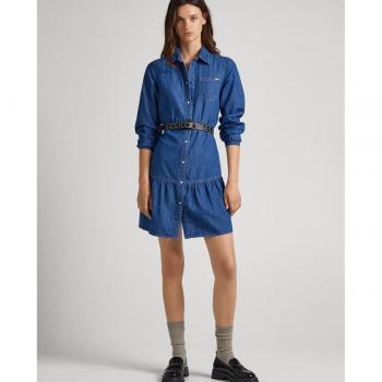 Vestido Mujer Pepe Jeans Alison: manga larga, color azul, algodón ecológico