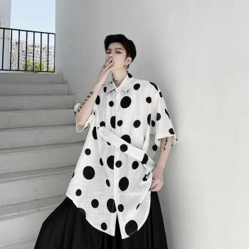 Men's Casual Polka Dot Short Sleeve Shirt
