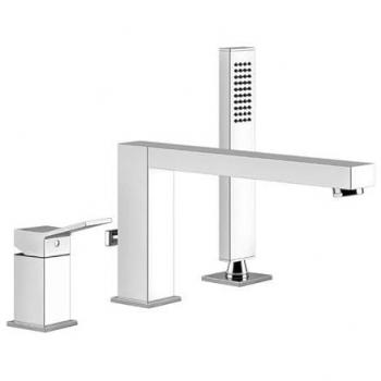 Gessi Rettangolo K Dreiloch-Wannenarmatur, Umsteller integriert, Ausladung 195 mm, 53037