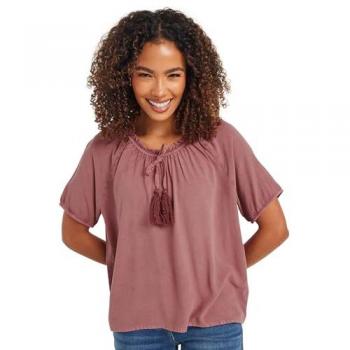Haut Rouge Boho M & Co avec Effet Acid Wash