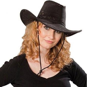Stilvoller Cowboyhut in schwarzem Wildleder