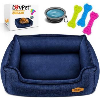 Bébé Canin LOVPet® Lit Relax – 3 os à mâcher, cuillère, housse amovible, couleur bleu profond