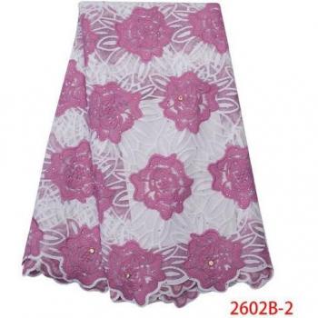 African Stone-Embellished Lace Fabric KS2602B