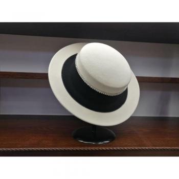 Women’s Black and White Patchwork Fedora