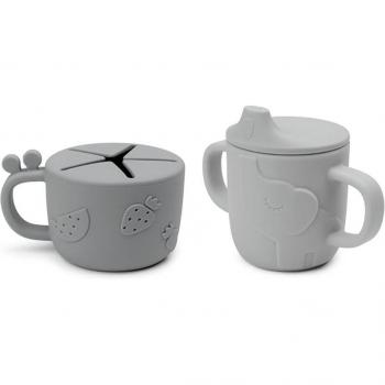Done by Deer™ Peekaboo Deer Friends Snack & Trinkbecher Set Grey