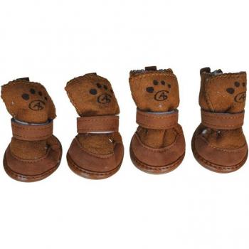 Botas para perros Chihuahua marrones con cierre de gancho, patucos, 2 pares S