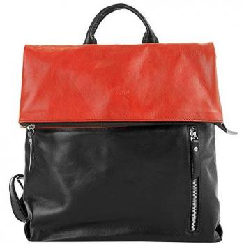 Cluty Cityrucksack, rot, Leder, Made in Italy