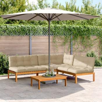Conjunto VidaXL de Móveis de Paletes para Exterior com Almofadas