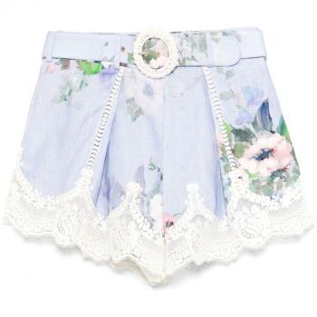 Floral Lace Trim Short Shorts