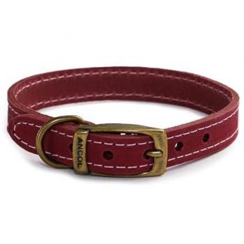 Ancol Timberwolf Leather Collar – Raspberry, 20‑26 cm (Size 1)