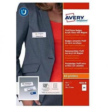 Avery Boîte de 10 badges magnétiques 27 x 75 mm