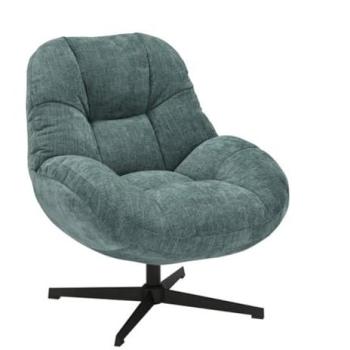 NOAM Fauteuil en Tissu Polyester Pivotant Vert Bleuté