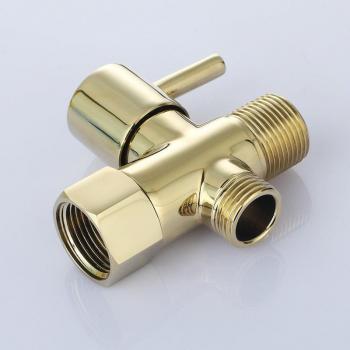 Gold Solid Brass 3-Way Angle Valve T-Adapter for Bidet