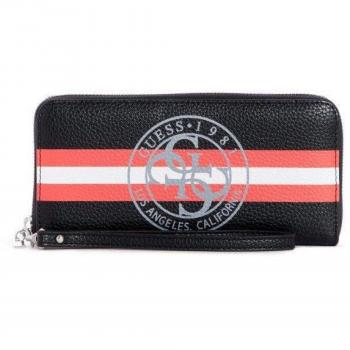 Guess Geldtasche Zip Around Bobbi – Schwarz mit Farb‑Print