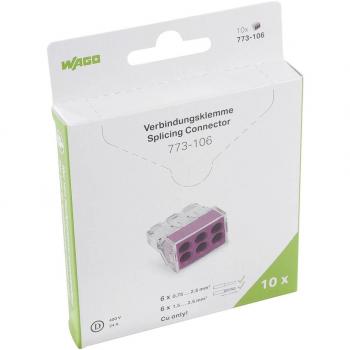 WAGO 6-Pole Screw Terminal Block, Fixed, 0.75-2.5 mm², Transparent Orange, 10 Units