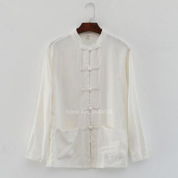 Chaqueta de manga larga de lino y algodón para mujer