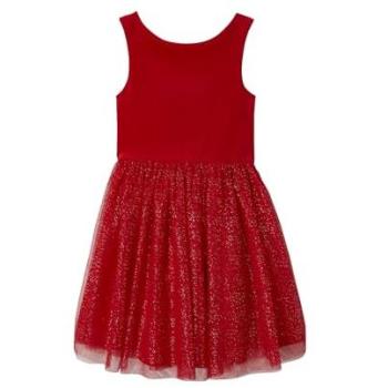 Robe de Noël en velours rouge avec tulle pailleté pour fille VERTBAUDET