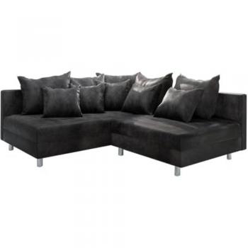 Ecksofa Clovis in Anthrazit Antik Optik mit linker Ottomane