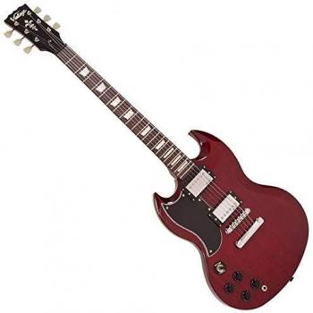 Vintage LVS6 Left Handed Electric Guitar, Cherry Red