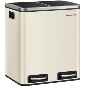 2 x 15L Dual Compartment Bin, Sand Beige + Ink Black