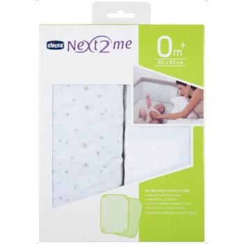 Set di Lenzuola per Culla Chicco Next2Me 2 pezzi Stars Neutro