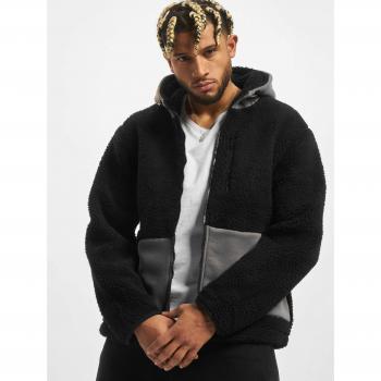Urban Classics Kapuzenjacke Sherpa Schwarz/Asphalt