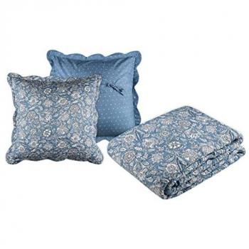 Set de lit boutis Julianne bleu 220 x 240 cm et 2 taies incluses