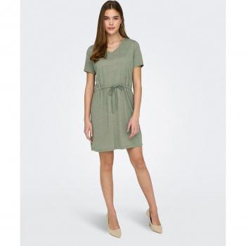 JDY Vestito Scollo a V, Maniche Corte, Verde Dalia