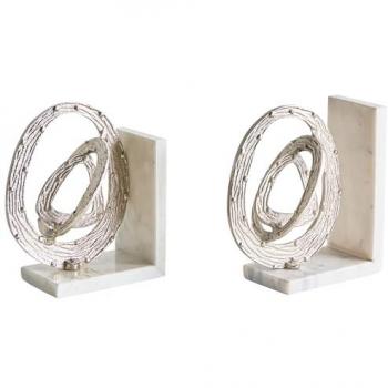 Beliani RABINA Marble Silver Bookend Kit