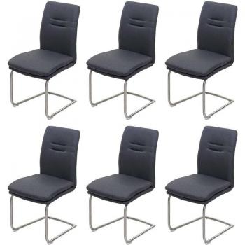 Set di Sedie Sala Pranzo 6x – Modello HHG 930, Grigio Scuro, Tetto a Slitta in Tessuto