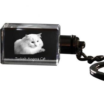 Pendentif éclairé en cristal avec photo de chat Turkish Angora