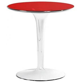 Kartell TipTop Rot‑Transparenter Bambustisch, 48×50×48 cm