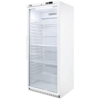 Armoire positive réfrigérée en inox avec porte vitrée, 400 L, blanc
